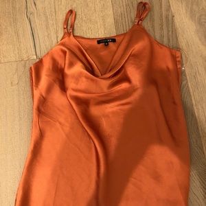 Orange low cut silk nice top!